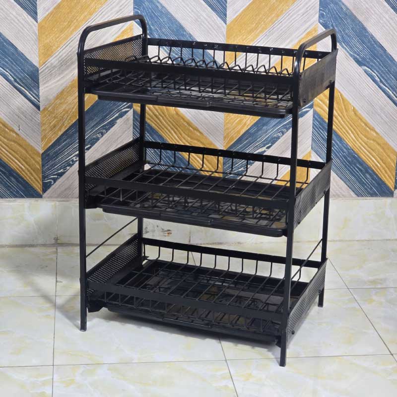 3 Layer Iron Drain Dish Rack – Smart Kitchen Organization Solution (New Arrival)