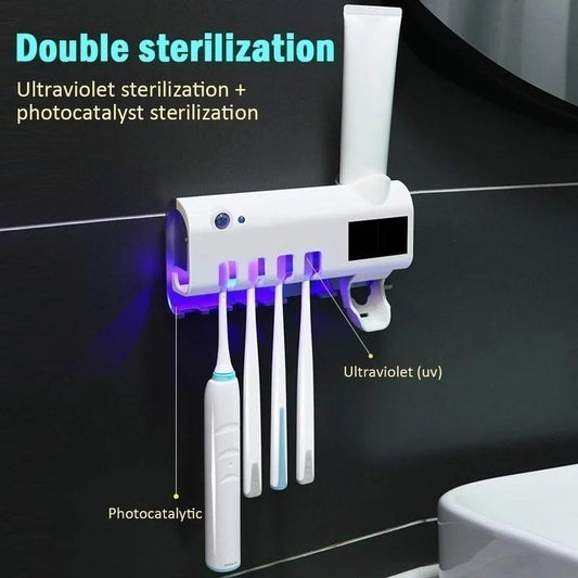 Rechargeable UV Toothbrush Sterilizer & Automatic Toothpaste Dispenser / অটোমেটিক UV জীবাণুনাশক টুথব্রাশ হোল্ডার