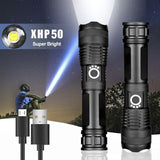 Rechargeable Zoom LED Flashlight USB Torch Light – With Battery / রিচার্জেবল জুম এলইডি ফ্ল্যাশলাইট ইউএসবি টর্চ লাইট