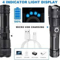 Rechargeable Zoom LED Flashlight USB Torch Light – With Battery / রিচার্জেবল জুম এলইডি ফ্ল্যাশলাইট ইউএসবি টর্চ লাইট